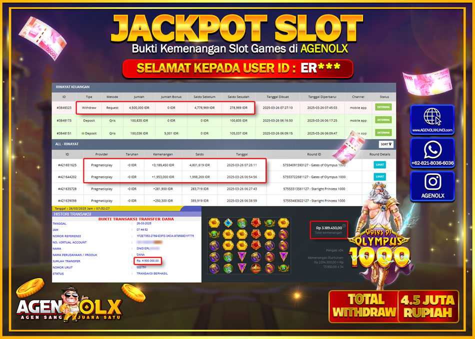 AGENOLX JACKPOT SLOT GATE OF OLYMPUS 1000  Rp 4.500.000,- LUNAS