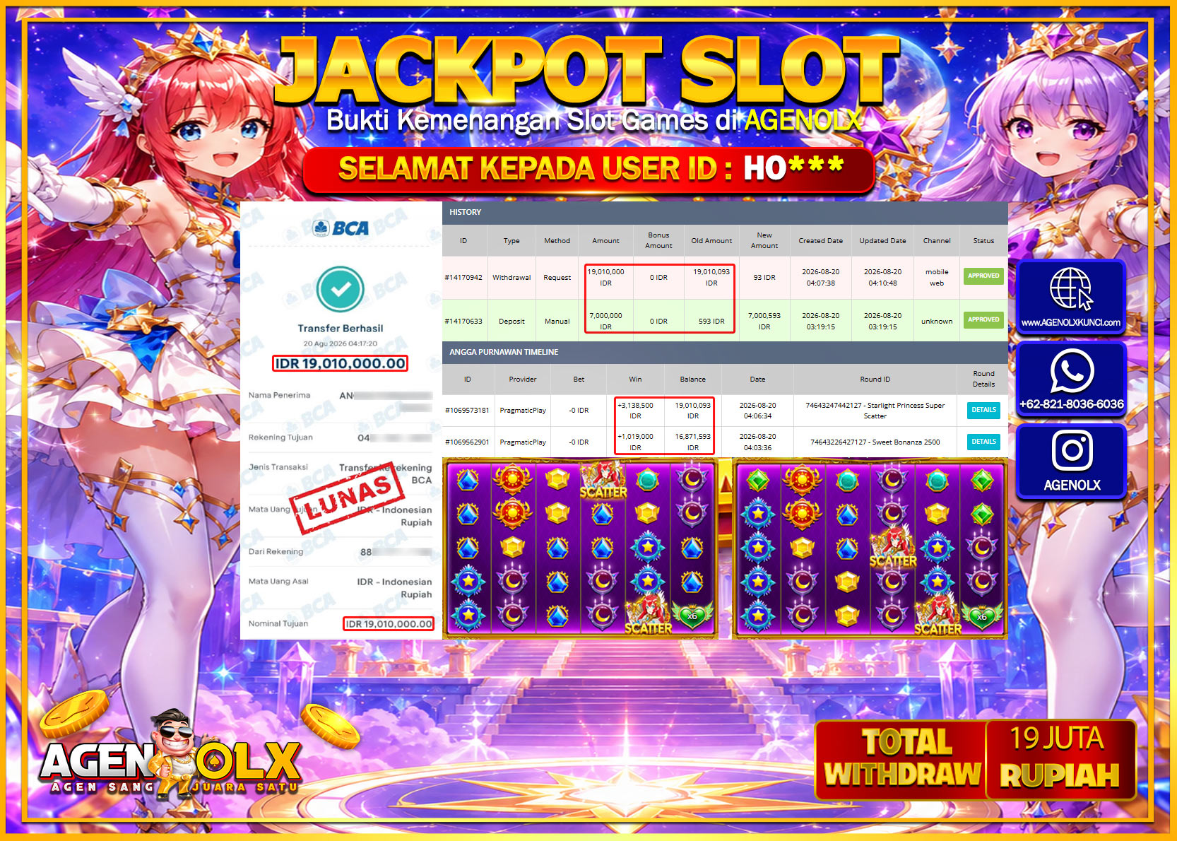 AGENOLX JACKPOT SLOT  STARLIGHT PRINCES SUPER SCATTER   Rp 19.010.000 -LUNAS