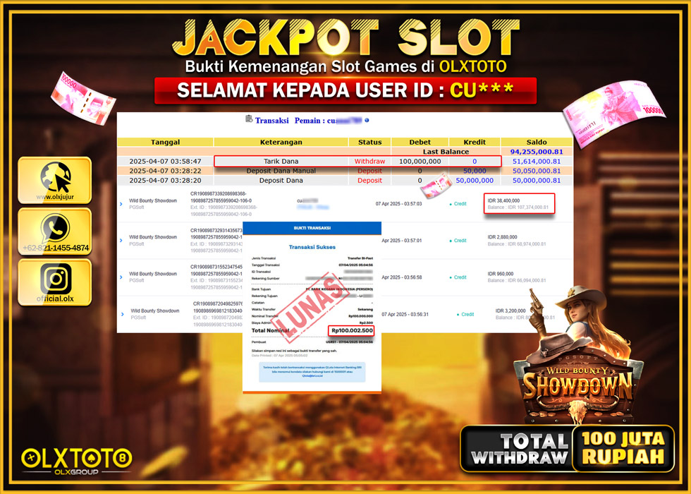 BINTANGSLOT77 JACKPOT SLOT WILD BOUNTY SHOWDOWN  Rp100.000.000.,- LUNAS