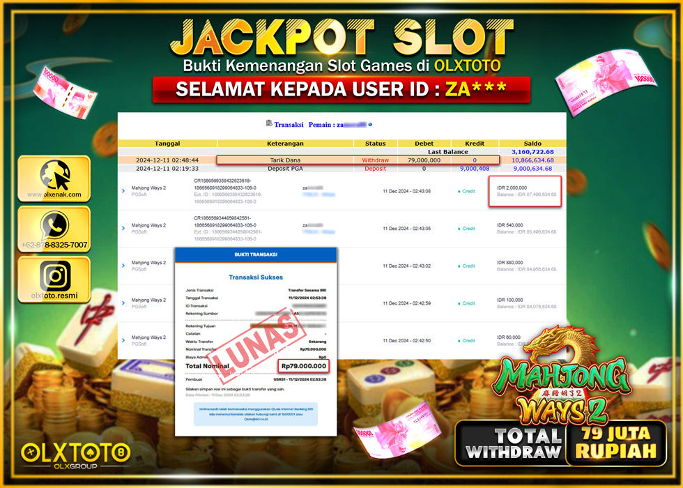 OLXTOTO JACKPOT  SLOT MAHJONG WAYS  Rp.79.000.000.,- LUNAS