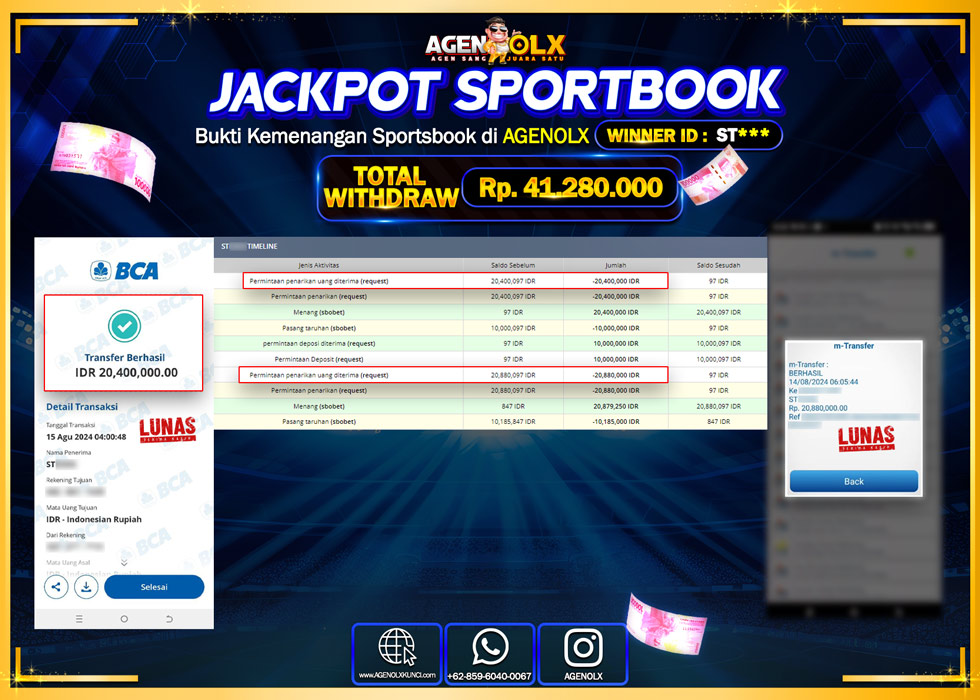 AGENOLX JACKPOT SPORTBOOK Rp.41.280.000,- LUNAS