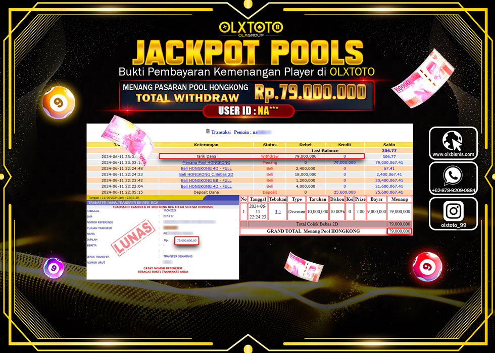 OLXTOTO JACKPOT TOGEL POOL HONGKONG   Rp.79.000.000.,- LUNAS
