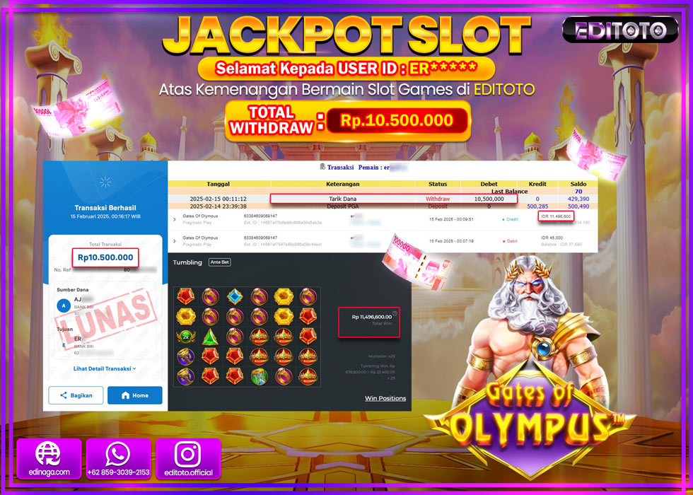 JACKPOT SLOT GATES OF OLYMPUS  Rp.10.500.000.,- LUNAS
