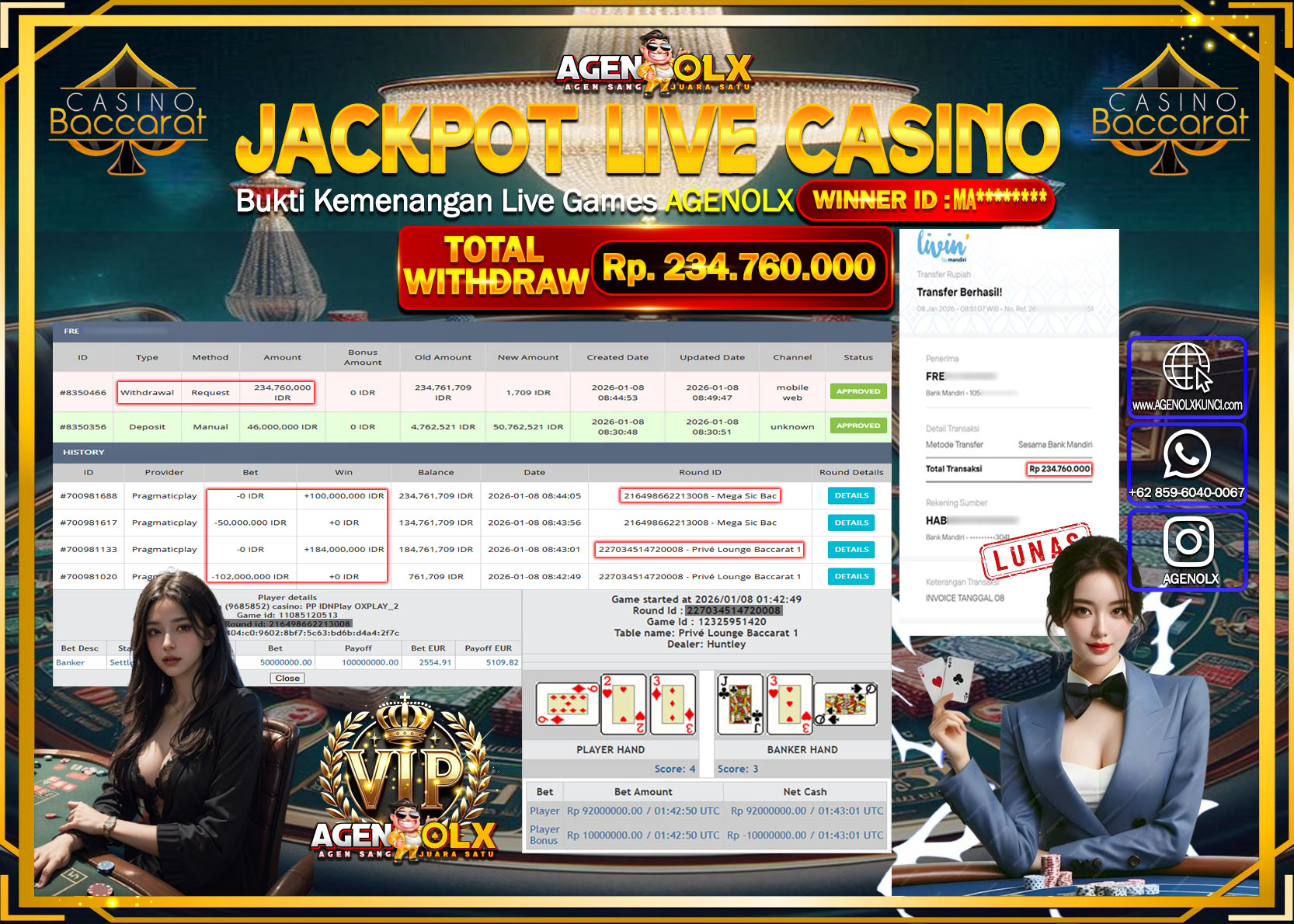 AGENOLX JACKPOT PG SOFT MAHJONG WAYS   Rp 234.760.000 - LUNAS