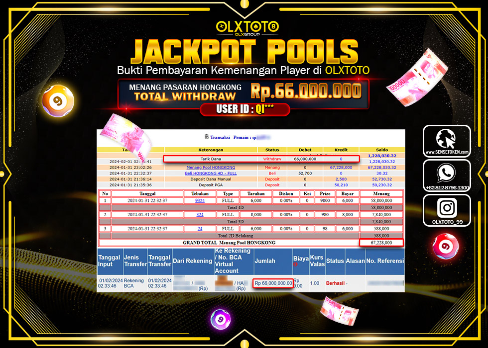 OLXTOTO JACKPOT TOGEL PASARAN HONGKONG Rp.66.000.000.,- LUNAS