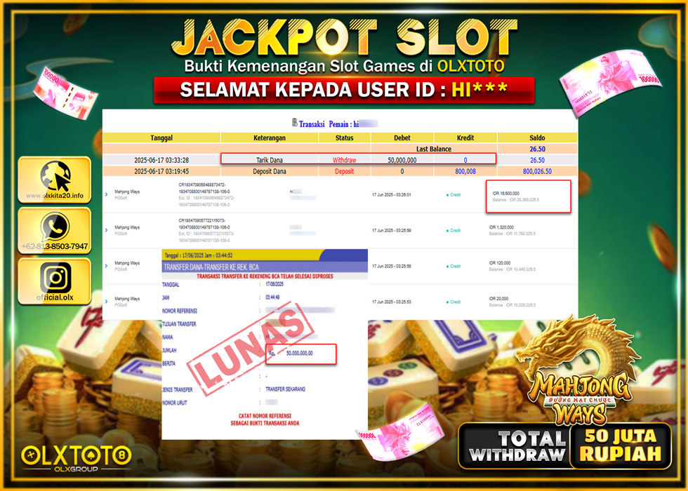BONDAN69 JACKPOT SLOT MAHJONG WAYS  Rp.50.000.000.,- LUNAS