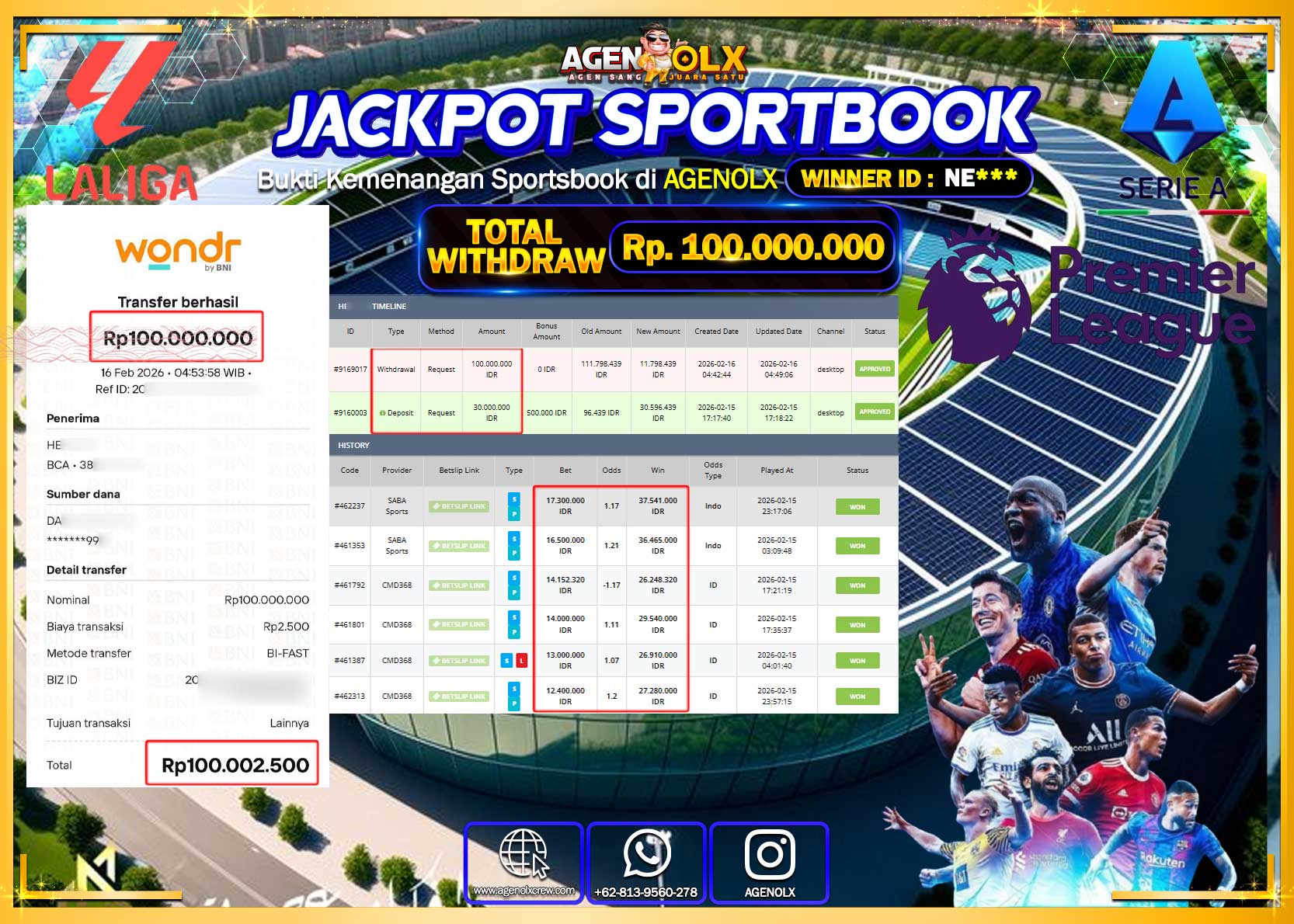 AGENOLX JACKPOT SPORT CMD368  Rp 100.000.000 - LUNAS  