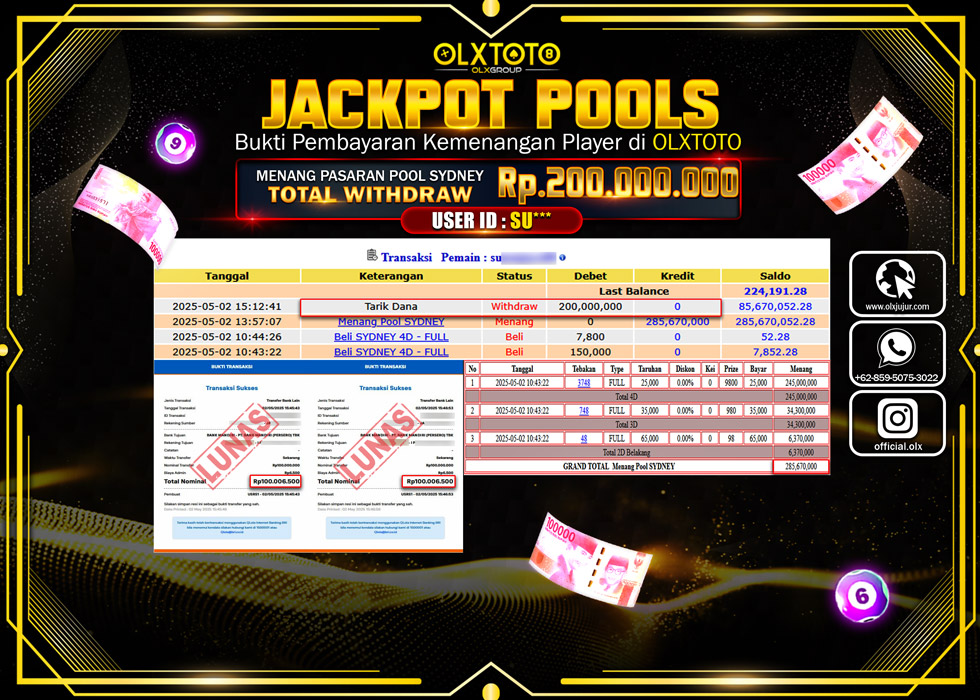 BINTANGSLOT77 JACKPOT TOGEL PASARAN POOL SYDNEY Rp.200.000.000.,- LUNAS