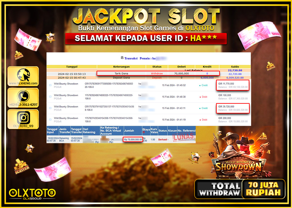 OLXTOTO JACKPOT SLOT WILD BOUNTY SHOWDOWN Rp.70.000.000.,- LUNAS