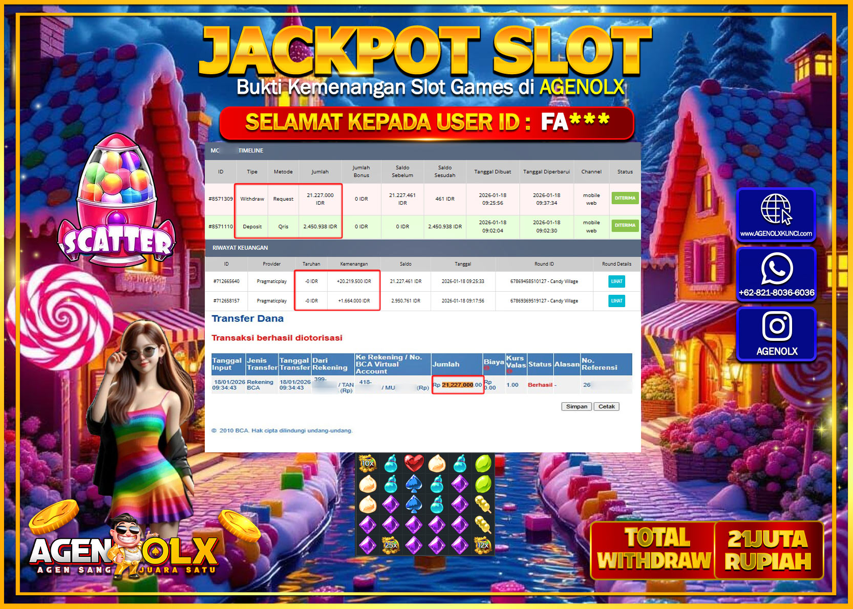 AGENOLX JACKPOT SLOT PRAGMATIC CANDY VILLAGE  Rp 21.227.000 - LUNAS