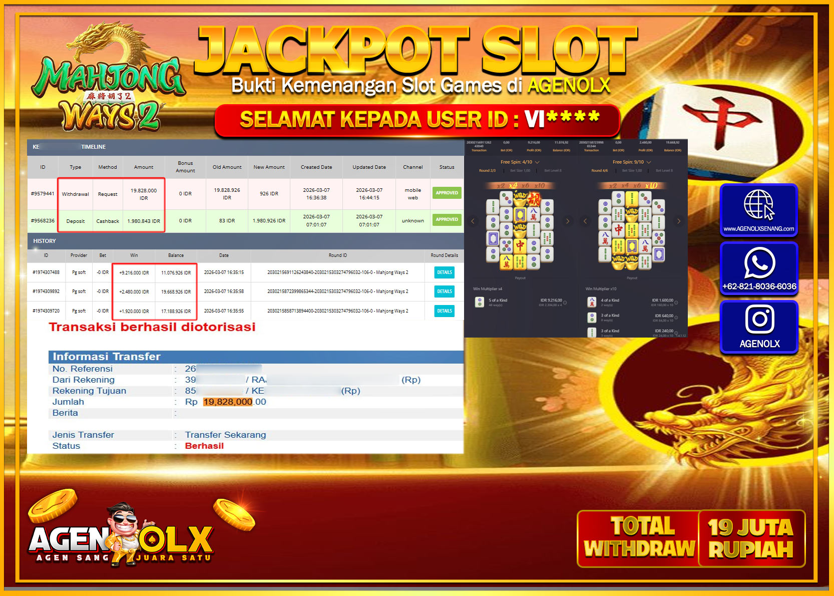 AGENOLX JACKPOT SLOT MAHJONG WAYS 2 Rp 19.828.000 - LUNAS