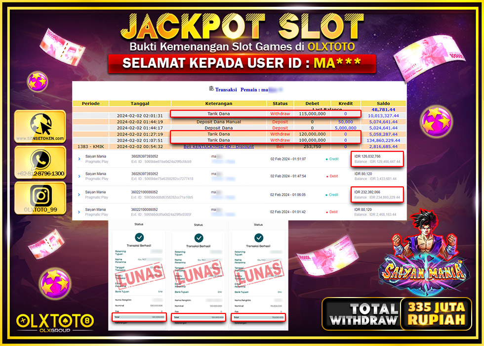 OLXTOTO JACKPOT SLOT SAIYAN MANIA Rp.335.000.000.,- LUNAS