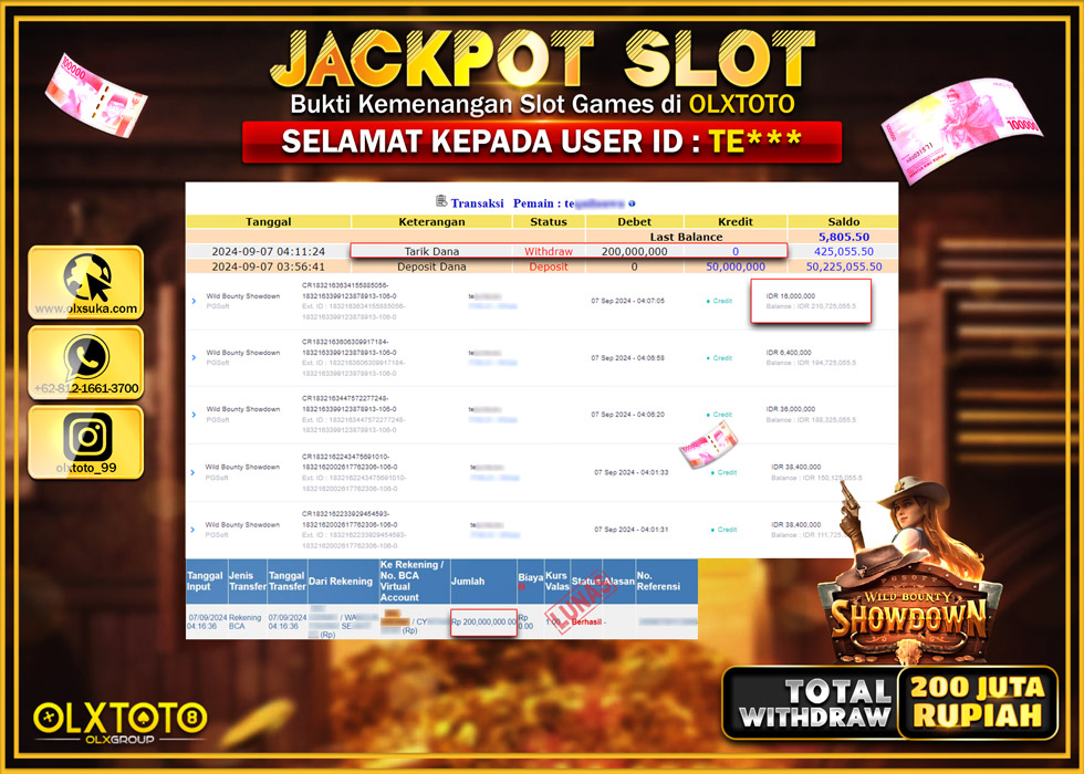 OLXTOTO JACKPOT  SLOT WILD BOUNTY SHOWDOWN Rp.200.000.000.,- LUNAS