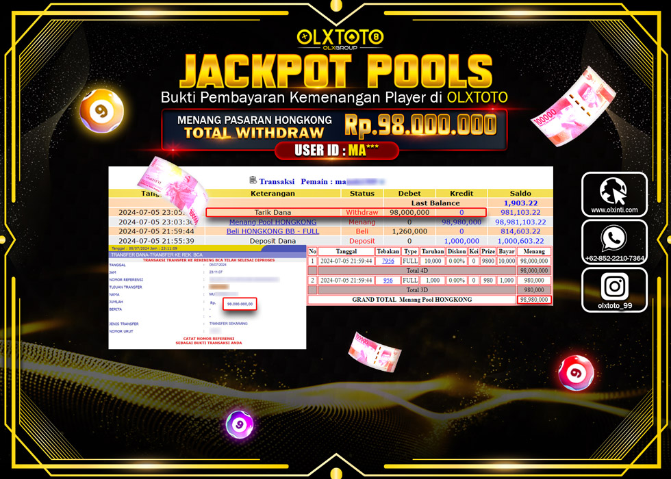 OLXTOTO JACKPOT  TOGEL POOL HONGKONG Rp.98.000.000.,- LUNAS