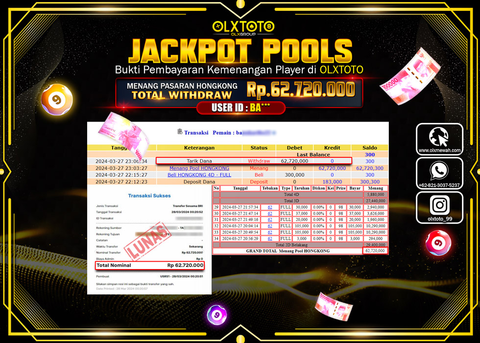 OLXTOTO JACKPOT TOGEL PASARAN HONGKONG Rp.62.720.000.,- LUNAS