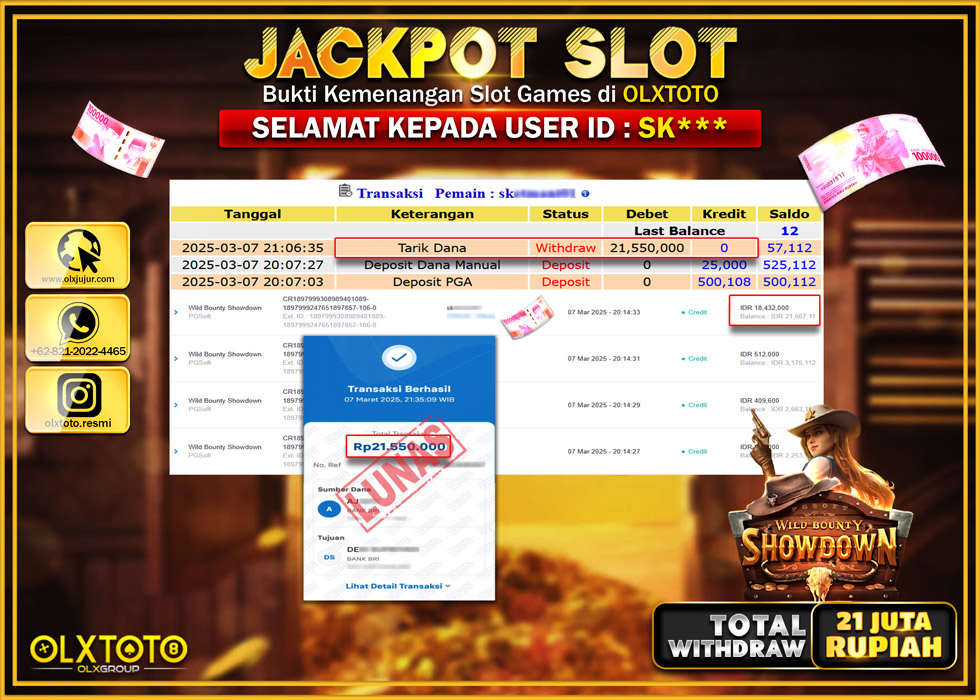 OLXTOTO JACKPOT WILD BOUNTY SHOWDOWN Rp.21.000.000.,- LUNAS