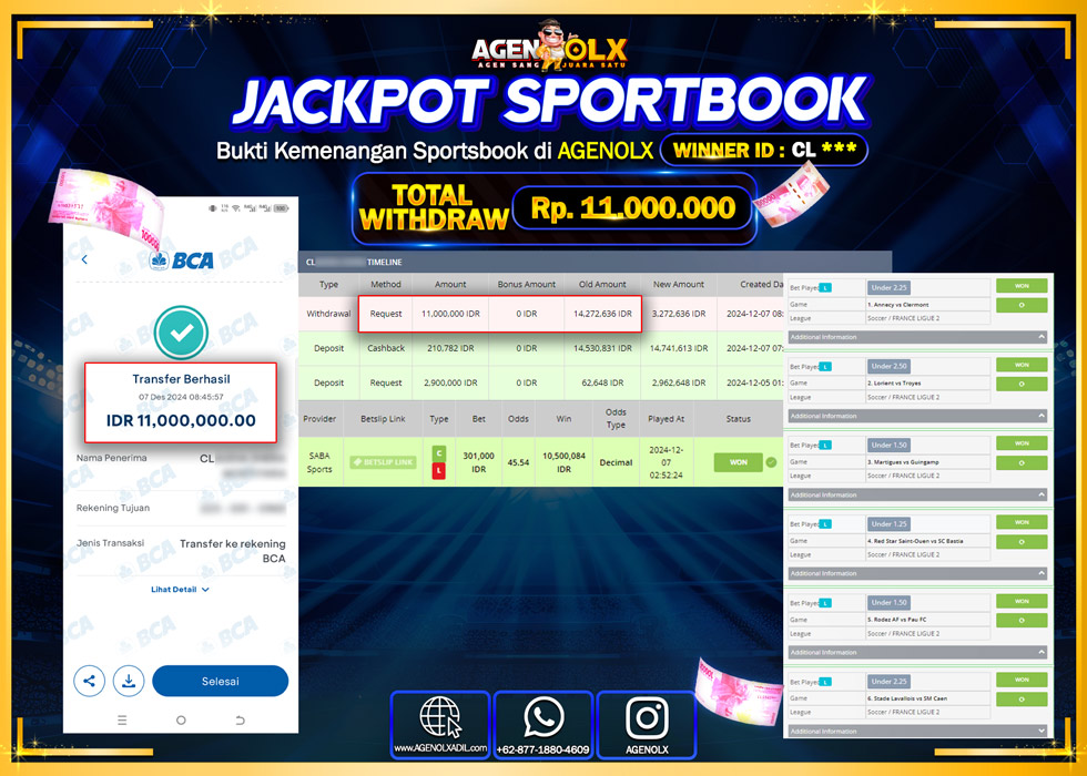 AGENOLX JACKPOT SPOORTBOOK Rp 11.000.000,- LUNAS