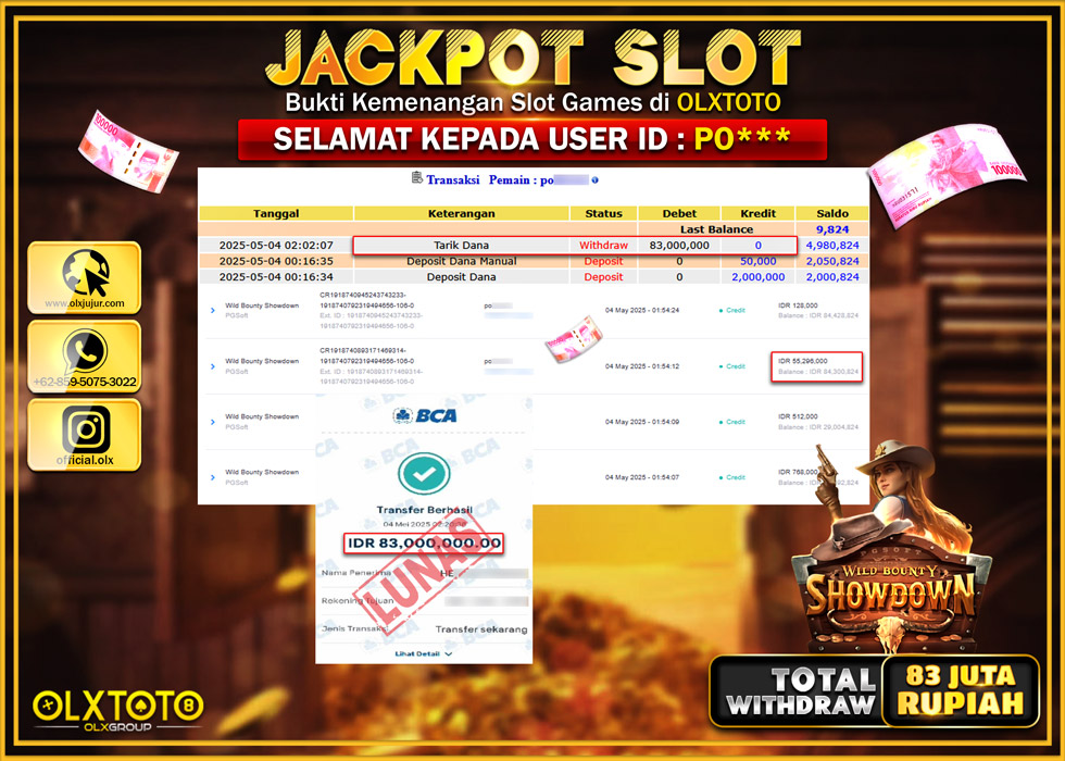 BINTANGSLOT77 JACKPOT SLOT WILD BOUNTY SHOWDOWN Rp.83.000.000.,- LUNAS