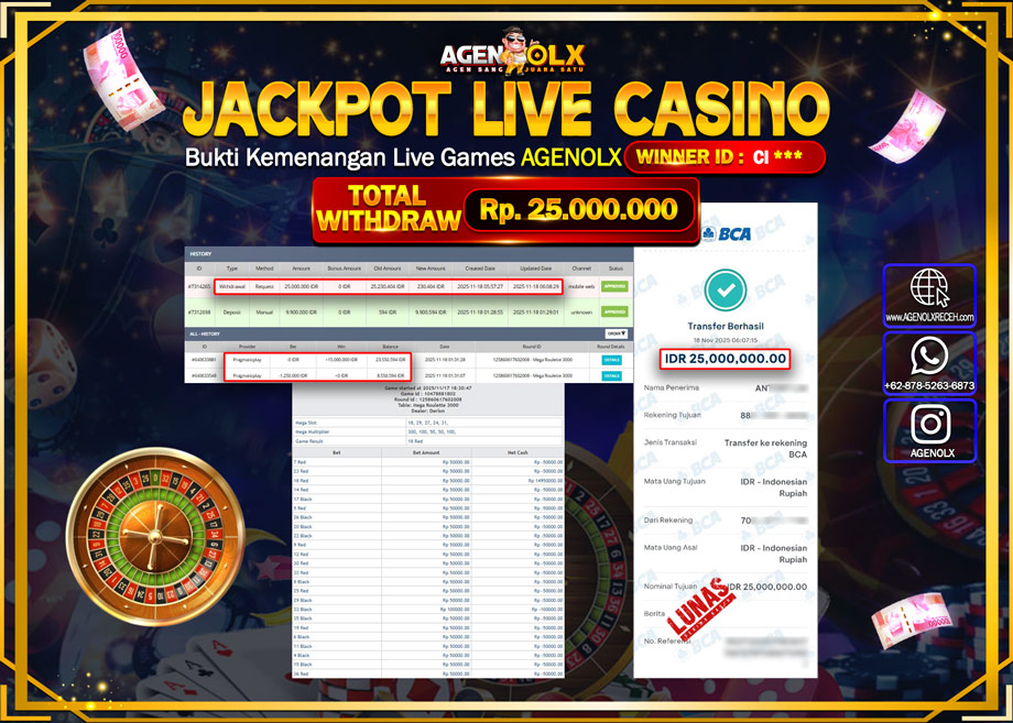 AGENOLX JACKPOT ROULLETE  Rp 50,000,000,- LUNAS
