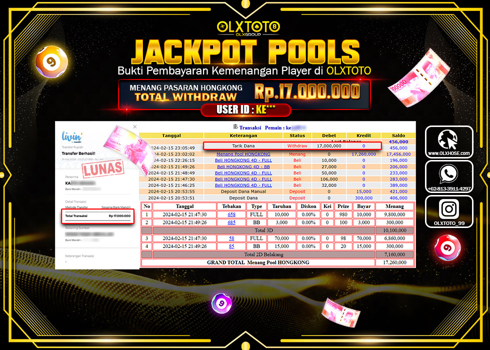OLXTOTO JACKPOT TOGEL PASARAN HONGKONG Rp.17.000.000.,- LUNAS