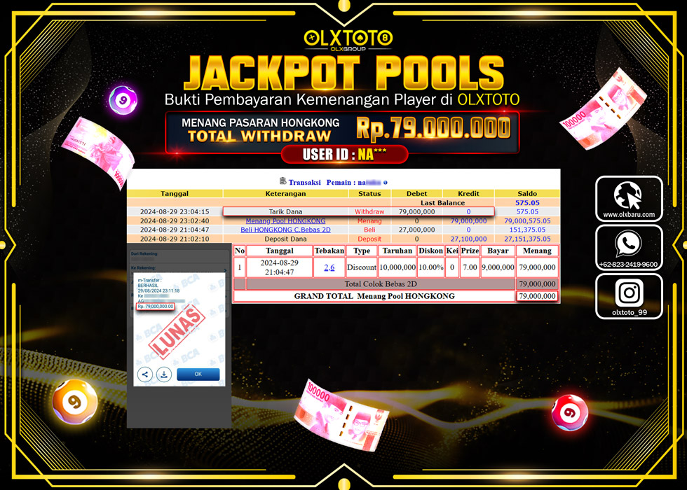 OLXTOTO JACKPOT  TOGEL POOL HONGKONG Rp.79.000.000.,- LUNAS