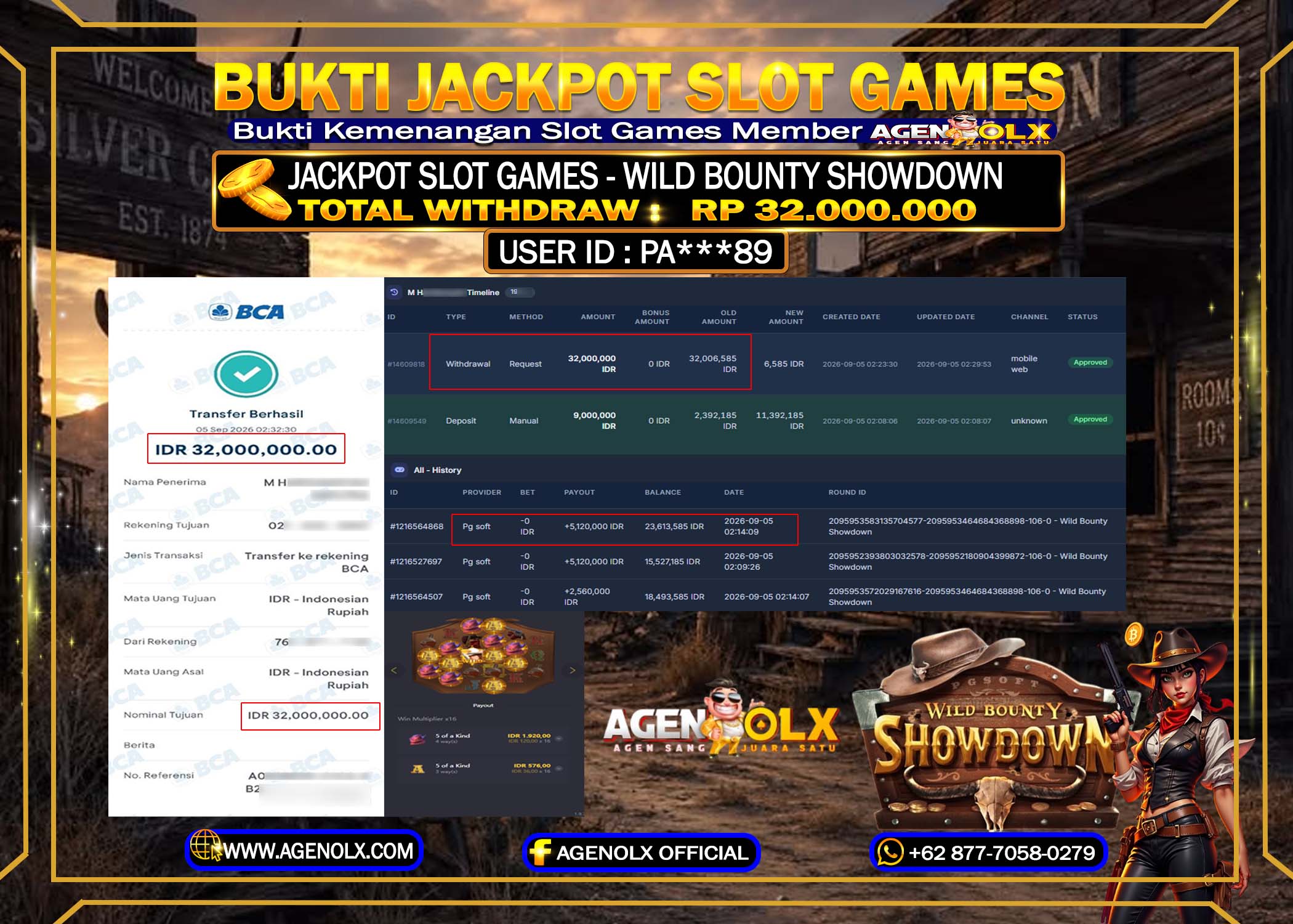 AGENOLX JACKPOT SLOT WILD BOUNTY SHOWDOWN Rp 32,000 ,000 -LUNAS