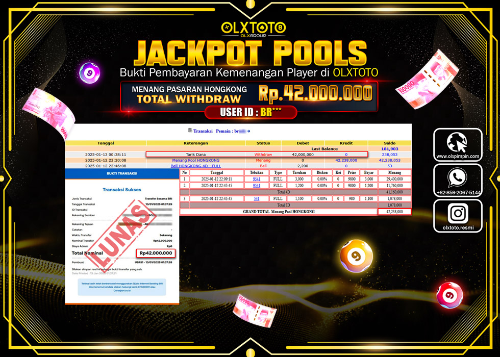 OLXTOTO JACKPOT  TOGEL POOL HONGKONG Rp.42.000.000.,- LUNAS