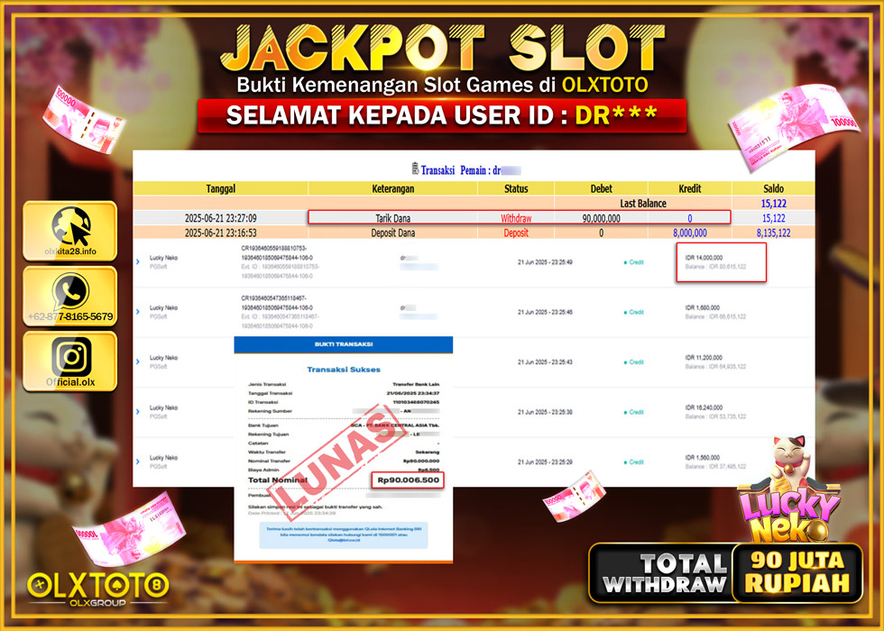 BONDAN69 JACKPOT SLOT LUCKY NEKO  Rp.90.000.000.,- LUNAS