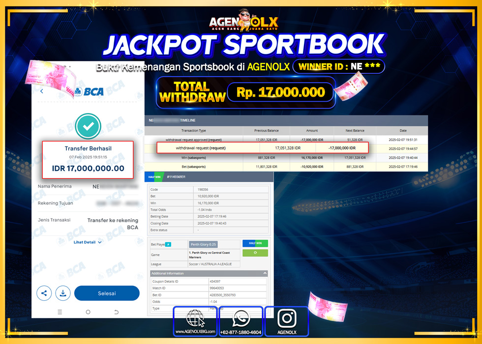 AGENOLX JACKPOT SPORTBOOK Rp 17.000.000,- LUNAS