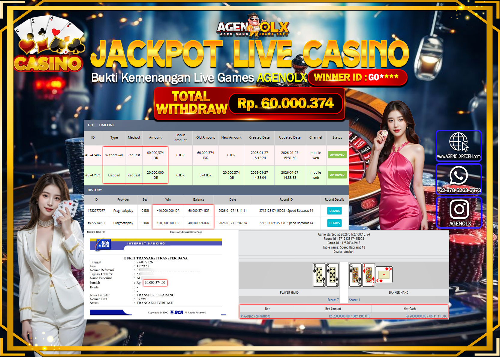 AGENOLX JACKPOT SPEED BACCARAT 14 Rp 60.000.374 - LUNAS