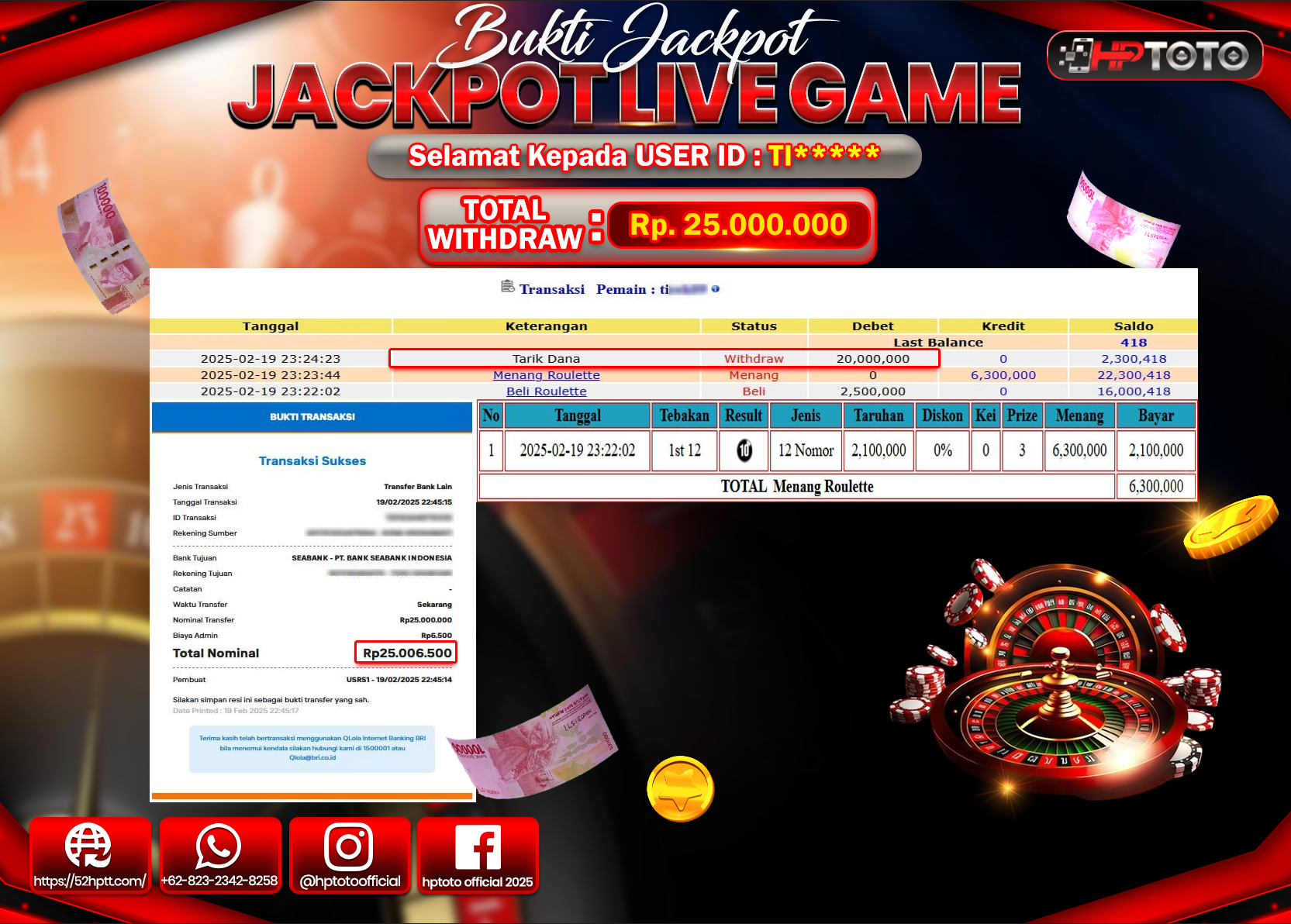 HPTOTO JACKPOT LIVEGAMES Rp.25.000.000,- LUNAS