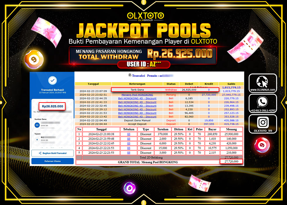 OLXTOTO JACKPOT TOGEL PASARAN HONGKONG Rp.26.925.000.,- LUNAS