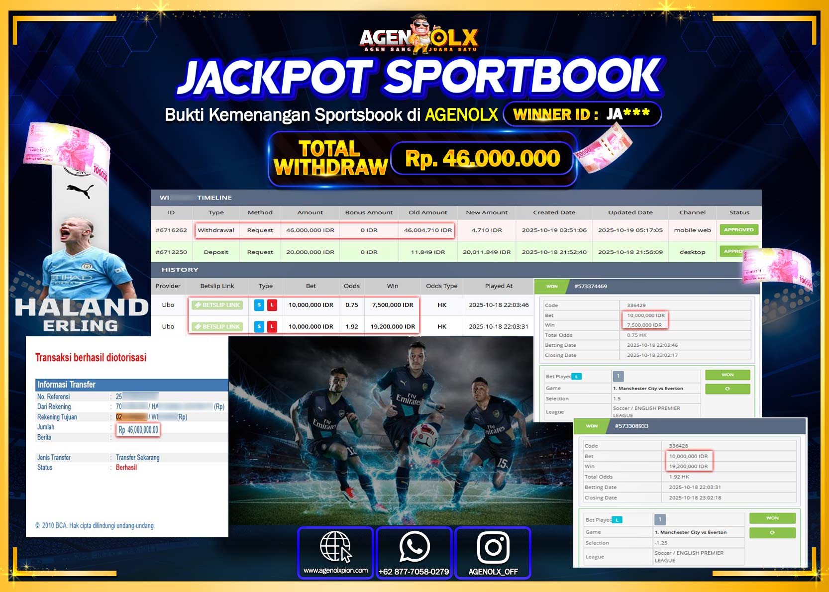 AGENOLX JACKPOT SPOTBOOK   Rp 46,000,000,- LUNAS
