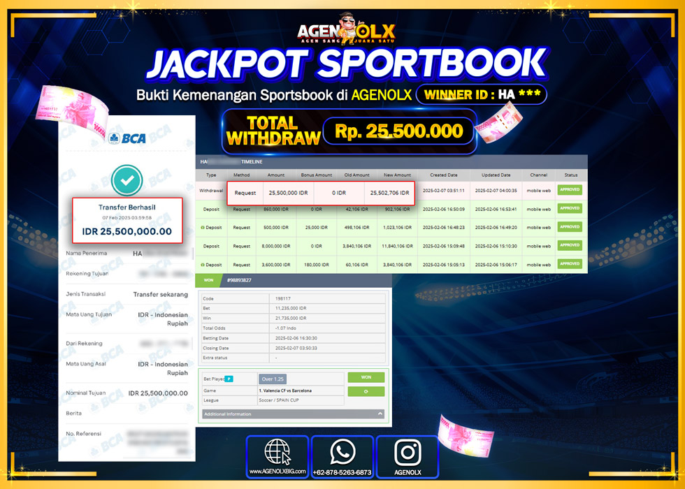 AGENOLX JACKPOT SPORTBOOK Rp 25.500.000,- LUNAS