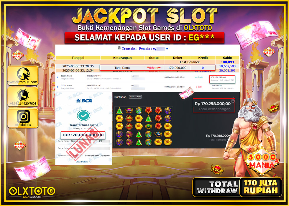 BINTANGSLOT77 JACKPOT SLOT 5000X MANIA  Rp.170.000.000.,- LUNAS